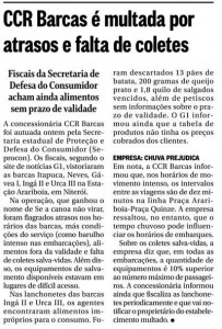 Imprensa - 15042014 - O Globo - CCR Barcas é multada por atrasos e falta de coletes